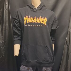 Thrasher Black Hoodie with Flame Logo SIZE MEDIUM